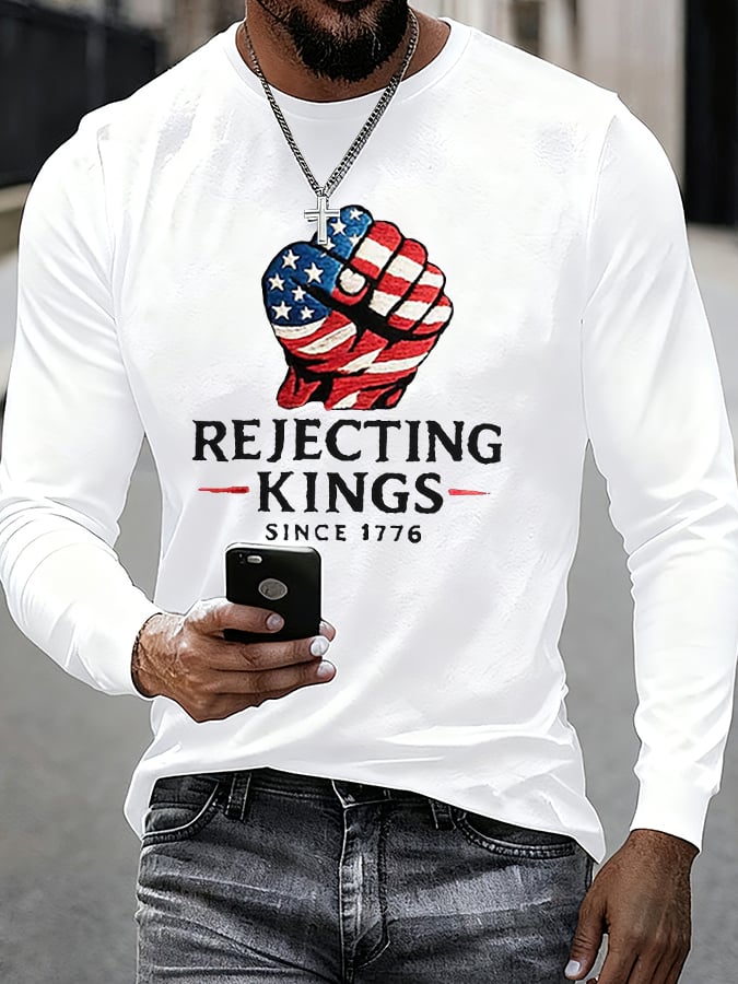 Men'S “Rejecting Kings Since 1776” Print Casual T-Shirt