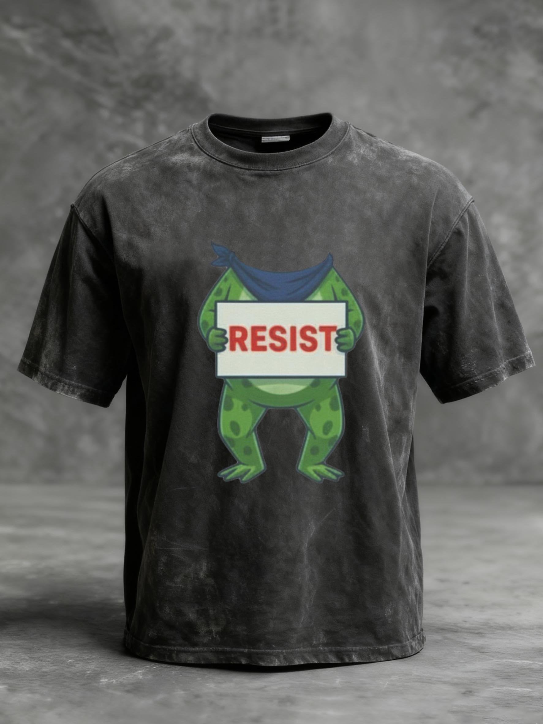 Portland Frog Easy Costume Resist Retro Printed T-shirt