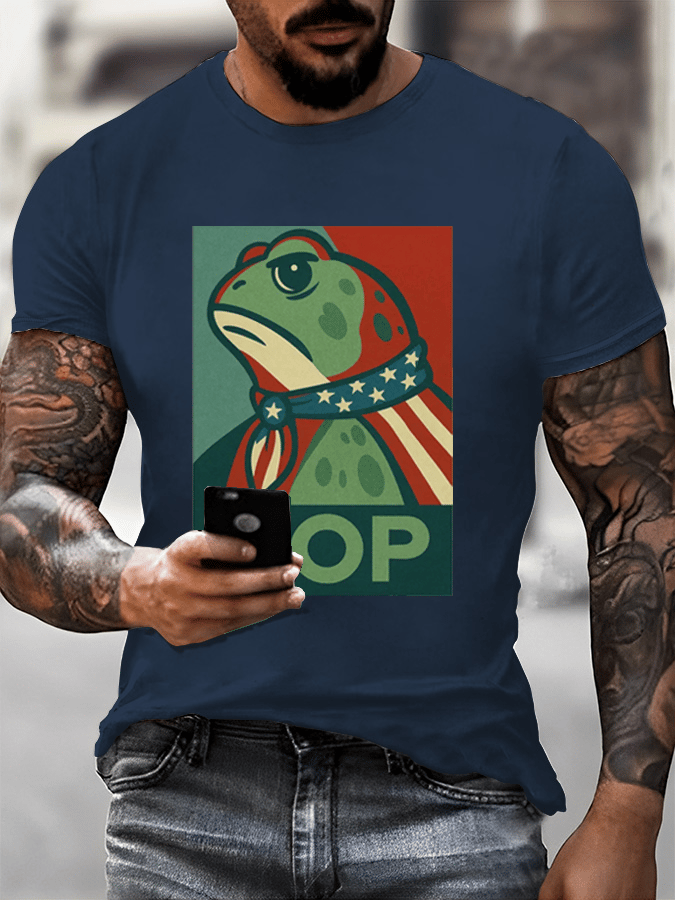 Men's Hop Portland Frog Printed Casual T-Shirt