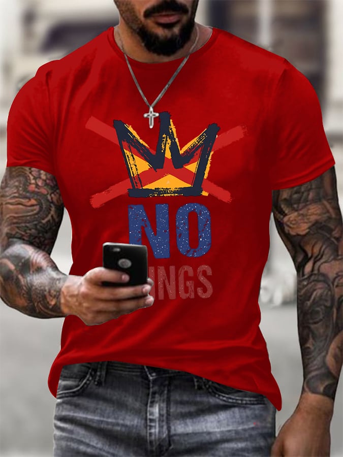 Men's No KINGS Retro Graphic Print T-Shirt