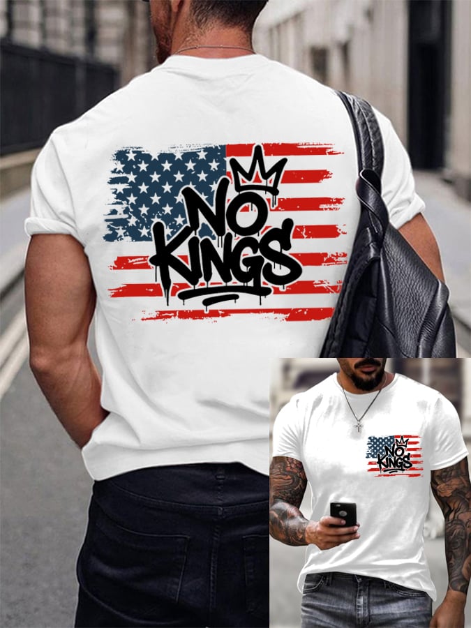 Men's No KINGS Retro Graphic Print T-Shirt