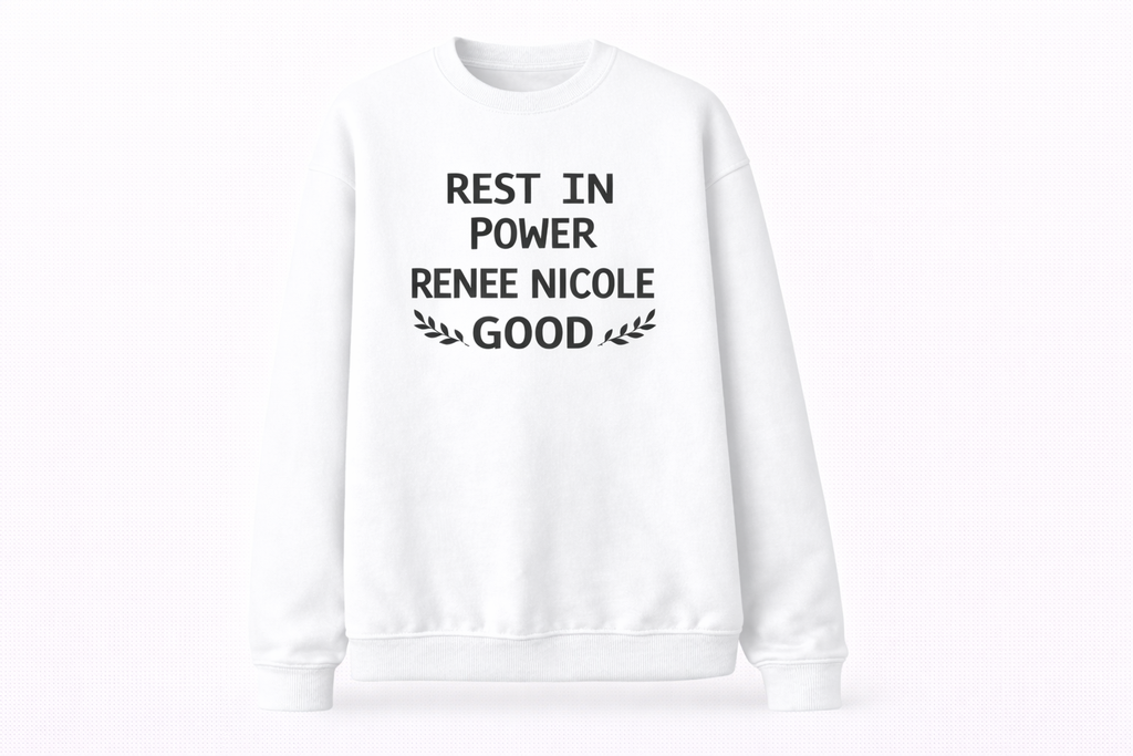 R.I.P RENEE "Rest In Power" Typography Sweatshirt - Imitation Cotton Casual Round Neck Regular Fit Memorial Top