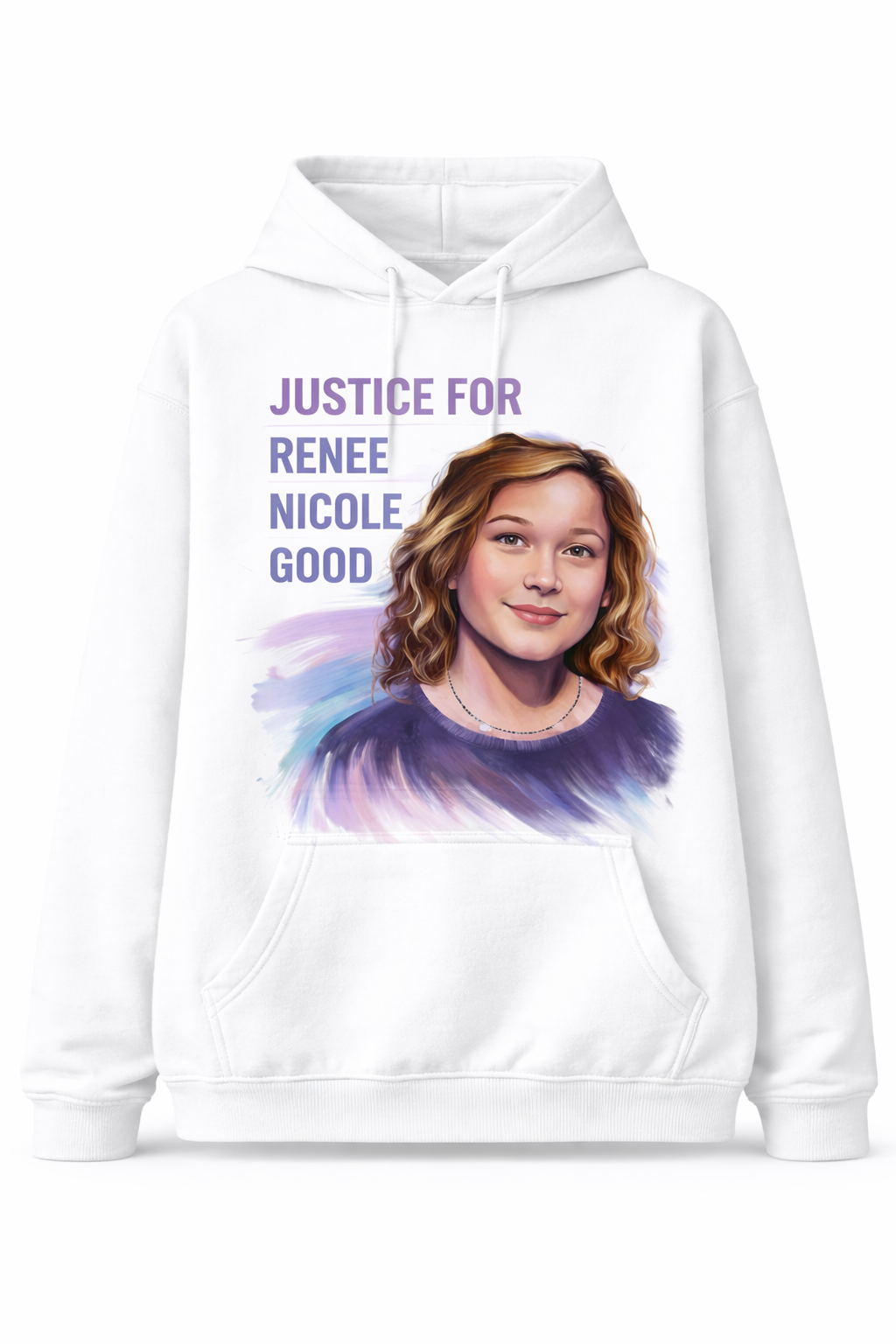 Justice for Renee Nicole Good Portrait Hoodie - Black Social Justice Commemorative Pullover