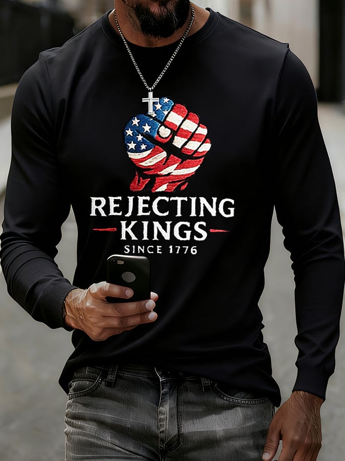 Men'S “Rejecting Kings Since 1776” Print Casual T-Shirt