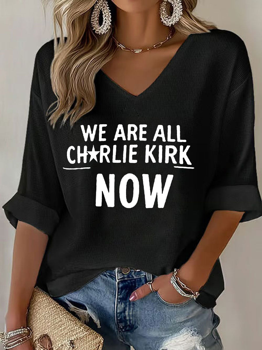 Women's Voice of Freedom Waffle Print Casual T-Shirt